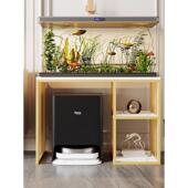 轻奢岩板鱼缸架铁艺扫地机器人置物架家用一体鱼缸桌柜客厅收纳几