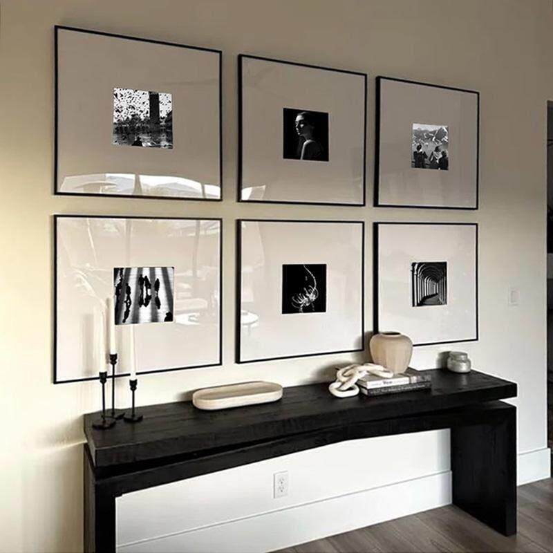 照片打印窄边框铝合金小众艺术黑白摄影客厅餐厅装饰画卧室床头