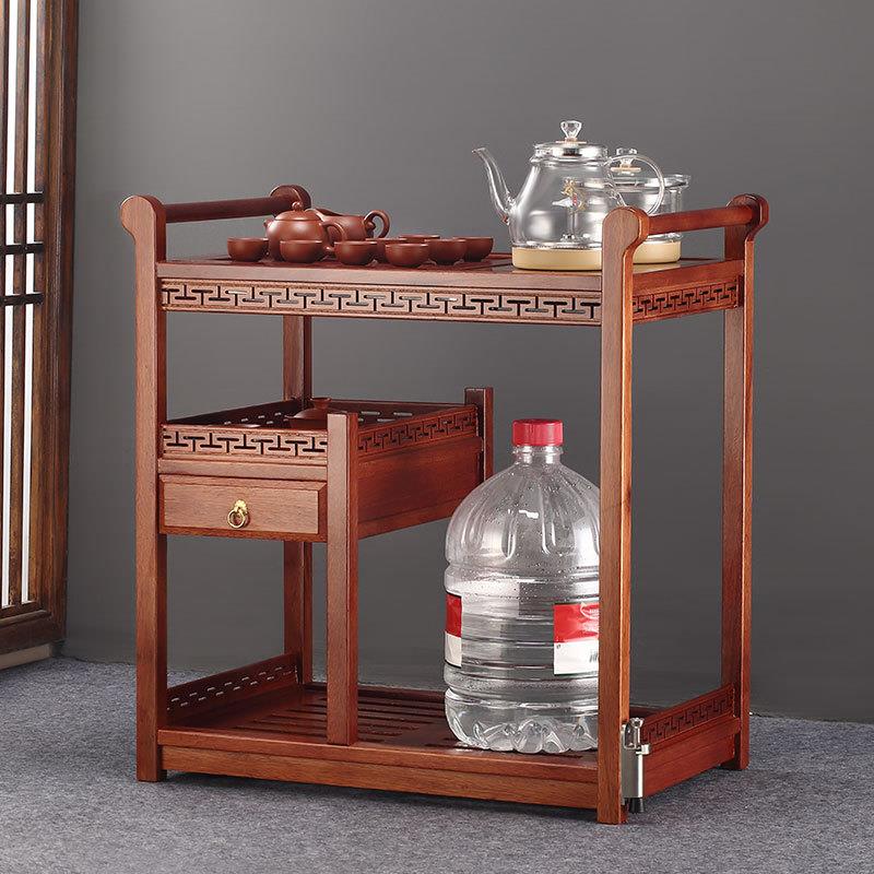 花梨木实木移动茶水柜家用烧水壶一体小茶台简约中式小茶桌收纳台