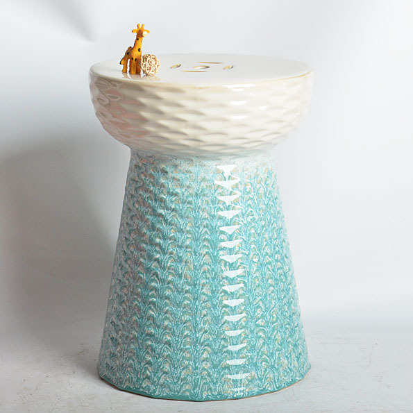 现代中式渐变陶瓷凳子复古圆墩花园鼓凳家居古筝坐墩软装陶艺凳