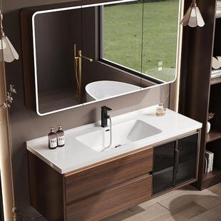 2025台新款 中741古风胡桃木色陶浴室组合卫生间瓷一体洗柜脸洗手