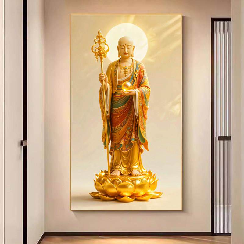 地藏王菩萨十字绣新款线绣客厅玄关家用供奉画像钻石画满钻自己贴