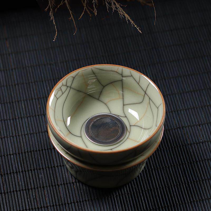 青瓷茶漏传世哥窑冰裂纹龙泉陶瓷滤茶器器功夫茶具家用复古茶道配
