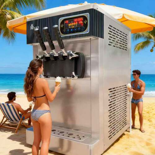 台式软质冰淇淋机商用 3口味冰淇凌机 soft ice cream machine