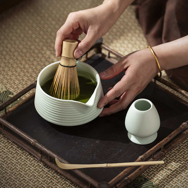 四件套抹茶茶道百本立带嘴茶碗 整套宋代点茶器抹茶碗茶筅立套装