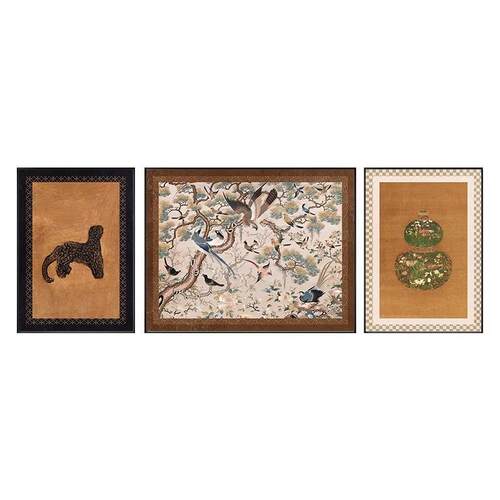 法式中古风客厅装饰画抽象艺术沙发背景墙挂画高级感三联组合壁