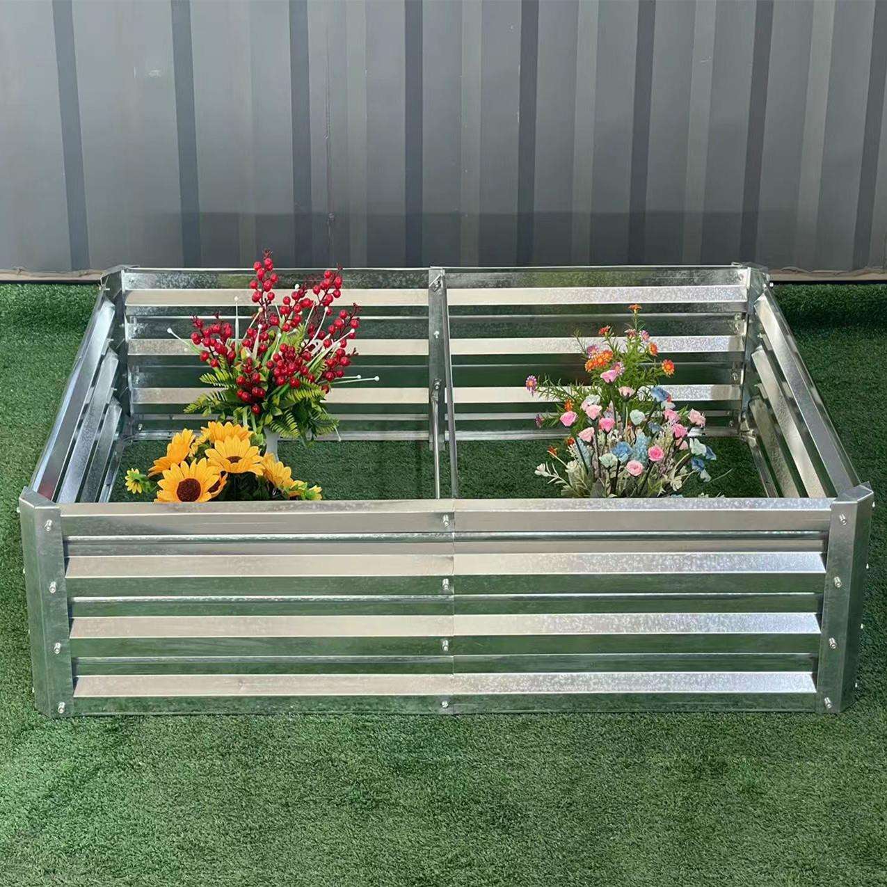 厂家跨境电商镀锌板金属种植箱矩形户外园艺花园种植箱花园床