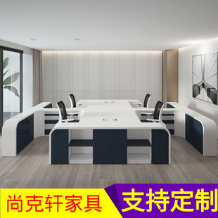 办公室带柜工作单人位办公桌屏风位 烤漆职员办公桌椅组合轻奢时尚