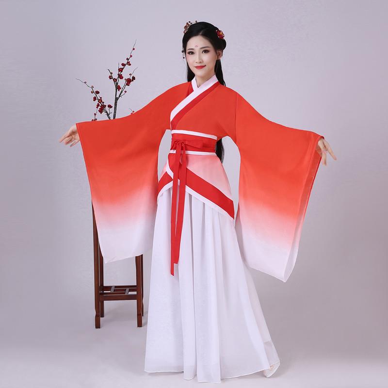 中国风成人古筝演出服女大童仙女气质渐层飘逸古装女古典舞台服装