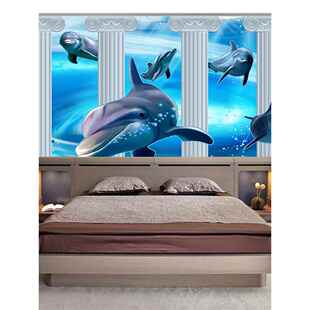 海底世界墙贴墙纸壁纸贴纸海洋主题背景贴画壁画墙面装饰海报素材