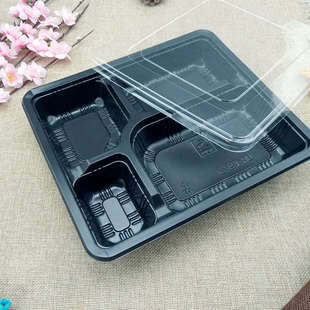 批丰连 一次性五格4格加厚餐盒带盖外卖打包盒丽华快餐盒橘色便当