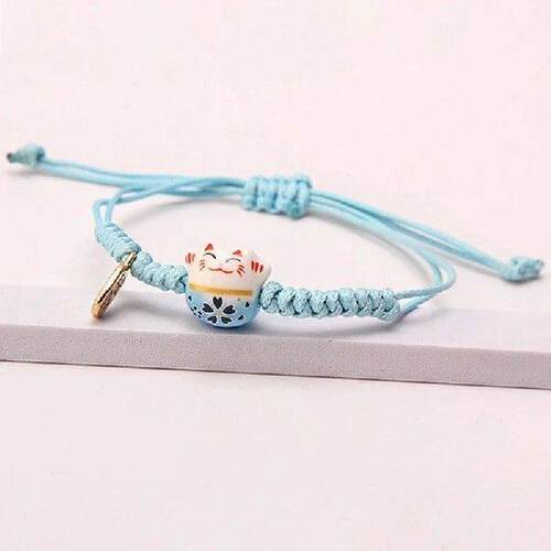 Cat Maneki Neko Bracelet Cute Lucky Cat Ceramic Beads