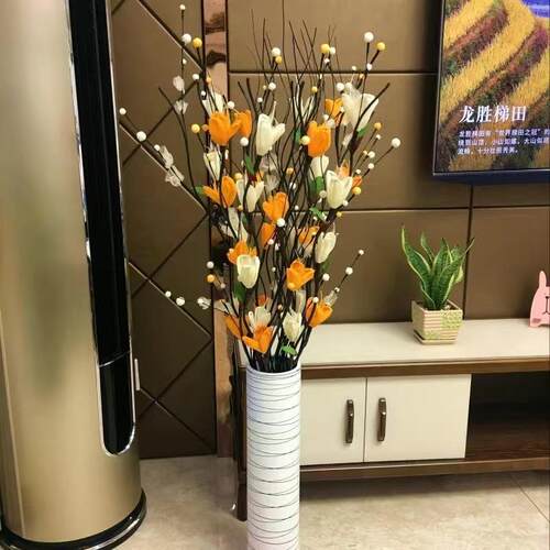 叶脉花仿真干花假花装饰客厅摆放玫瑰家居花束长杆摆件