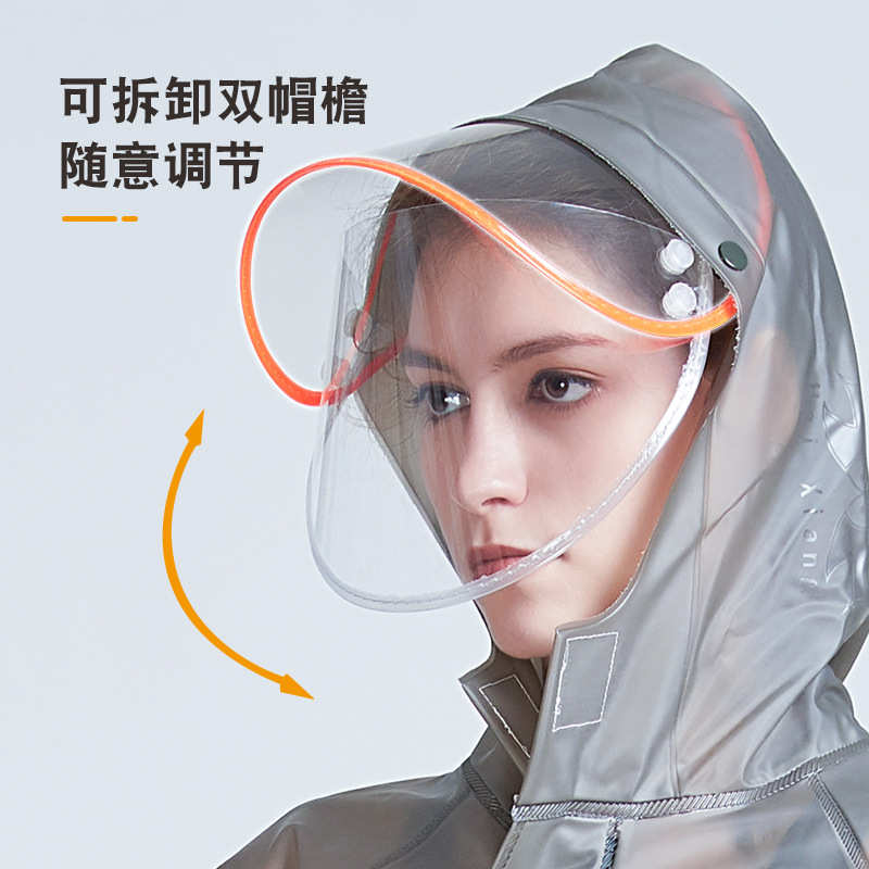 海翔加厚双帽檐时尚分体雨衣雨裤外卖骑行摩托车成人套装雨衣透明