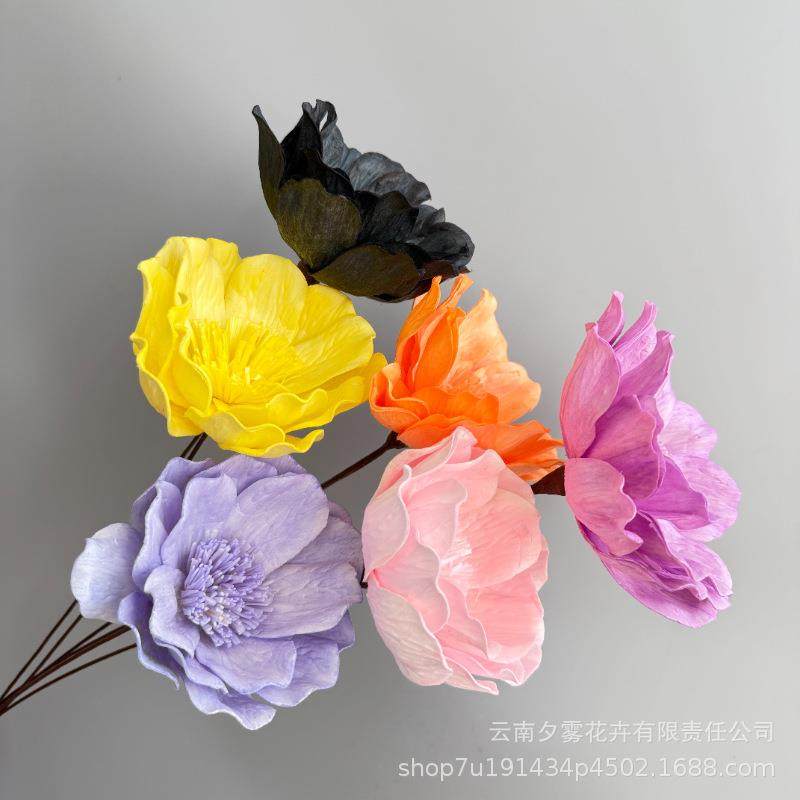 通草大百合仿真花手工花时尚新款干花家居婚庆装饰插花拍摄道具