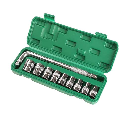 10件套铬钒钢套筒套装汽车修理组合工具1/2内六角套筒扳手8-24mm