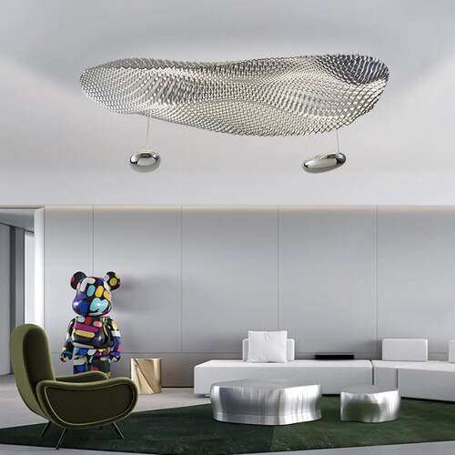 意大利设计师客厅吊灯不规则水银吸顶灯后现代大气别墅饭厅灯展厅