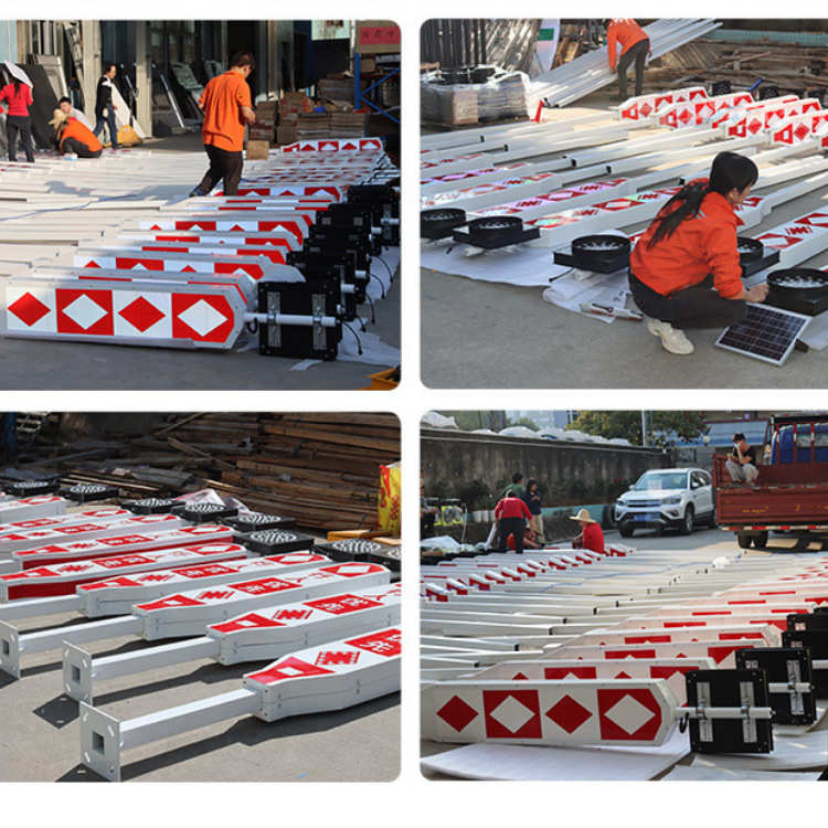 行人优先诱导标志牌分道标 礼让行人频闪警示灯 太阳能黄闪道口标