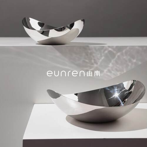 简约轻奢不锈钢创意水果盘家居客厅摆盘样板房间软装饰托盘摆件