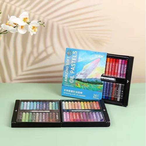 油画棒安美鲸24色36色套装美术蜡笔绘画用品diy涂鸦油画棒
