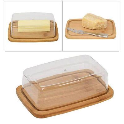 Bamboo Butter Dish Rectangular Cheese Storage Tray Plate