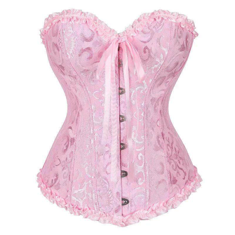 Women Vintage Overbust Corset ops Gothic Victorian Lace-up B