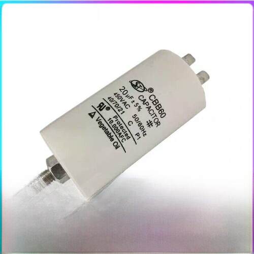 CBB60气泵电机电容 20UF450V底部带螺丝 450V20UF启动电容2/4插片