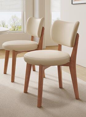 实木餐家用代奶油风软包椅吃凳子酒店洽椅谈轻现奢靠饭背餐椅ZIX