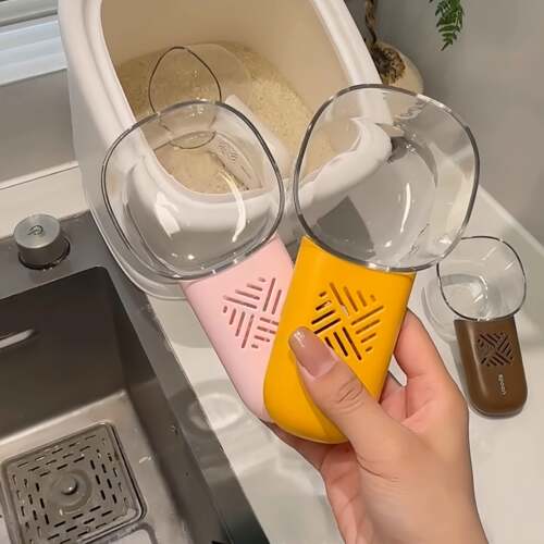 多功能控量防虫舀米勺厨房工具小用品带刻度量杯防异味面粉家用勺