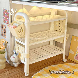 多功能带轮鞋 架子 架桌下多层杂物收纳学生宿舍可移动简易洞洞板鞋