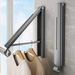 折叠隐形晾衣架免打孔伸缩晾衣杆阳台壁挂式 窗户框室内晾晒被神器