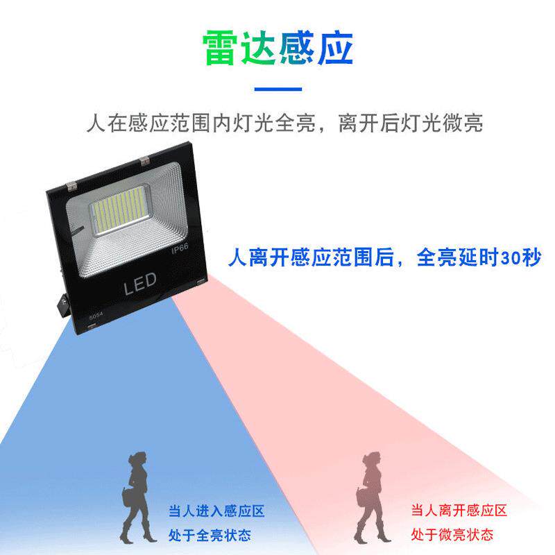 投光灯户外防水庭院灯50W100W新农村家用led雷达感应
