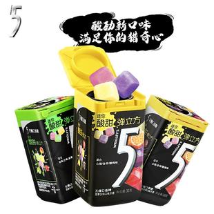 5无糖口香糖弹立方多口味3瓶木糖醇大瓶装薄荷味零食口气清新糖果