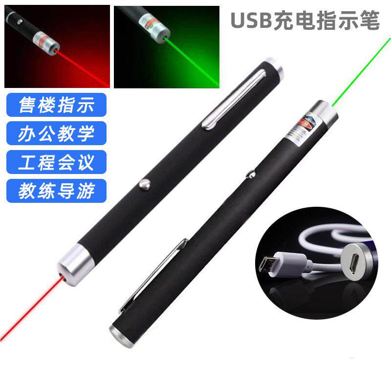 厂家充电USB红绿紫光红外线镭射笔教鞭/售楼指示笔逗猫礼品激光灯