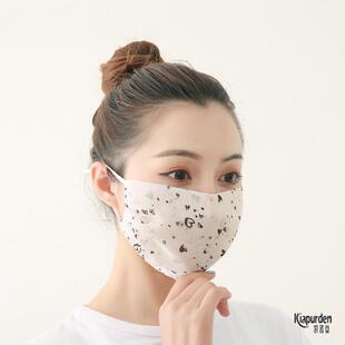 夏季时尚印花雪纺纱口罩女户外薄款防晒面罩可清洗透气口罩