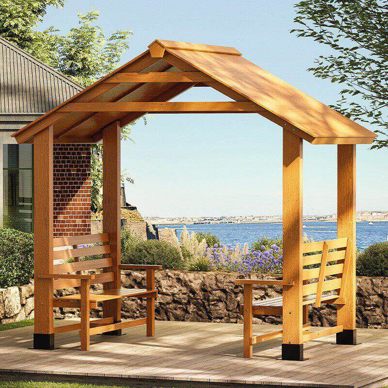 户外新中式凉亭庭院实木休闲亭子葡萄架防腐木小木屋别墅天台帐篷