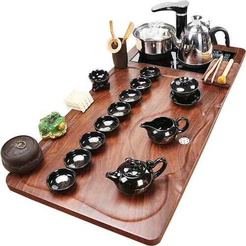 xty全号自动F7667S58茶具套装电磁炉家用泡茶盘实木茶海陶功夫整