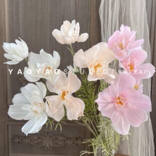 4头波斯菊大格桑花 小清新田园野花家居摆件装饰绢花植绒格桑花