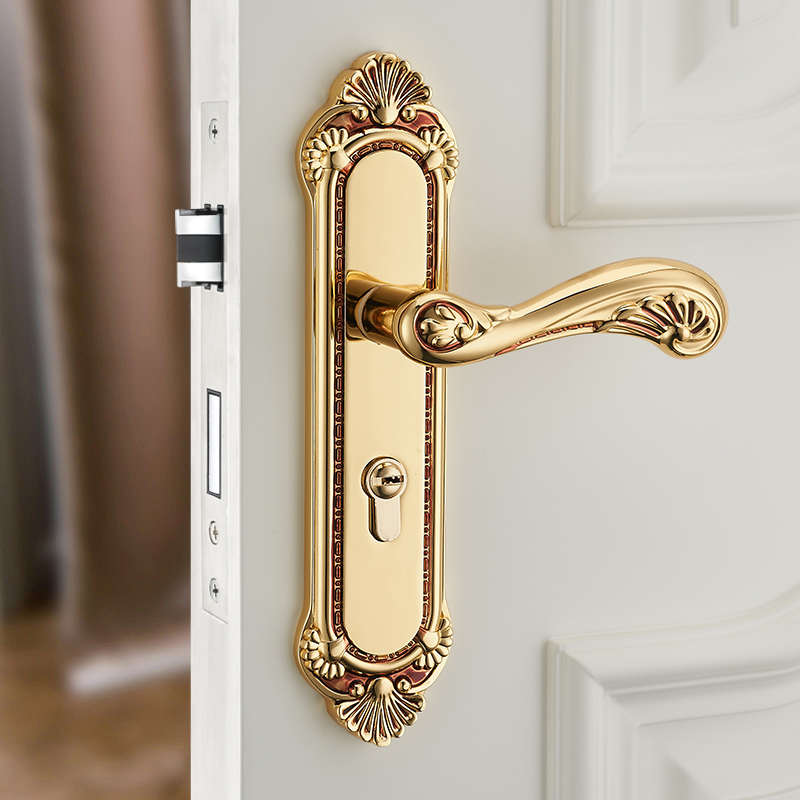 别墅欧式豪华轻奢金色房门锁室内卧室实木门静音锁具家用木门把手