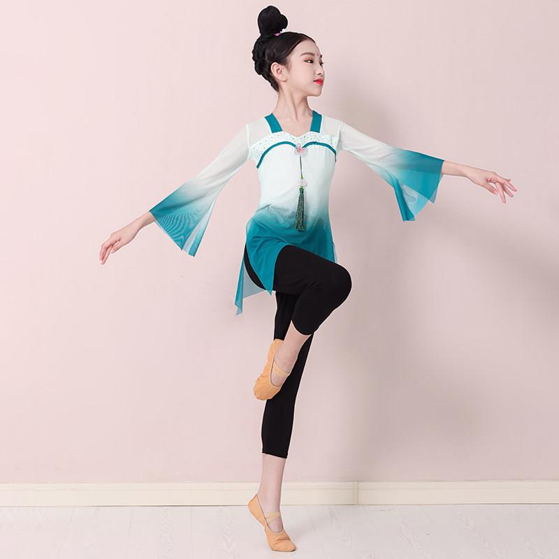 儿童古典舞演出服中国风女童舞蹈服身韵纱衣练功服雪纺红色表演服