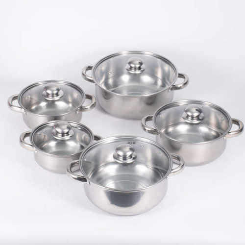 货源不锈钢10件套装锅具汤锅组合炊具厨具pot cookware set