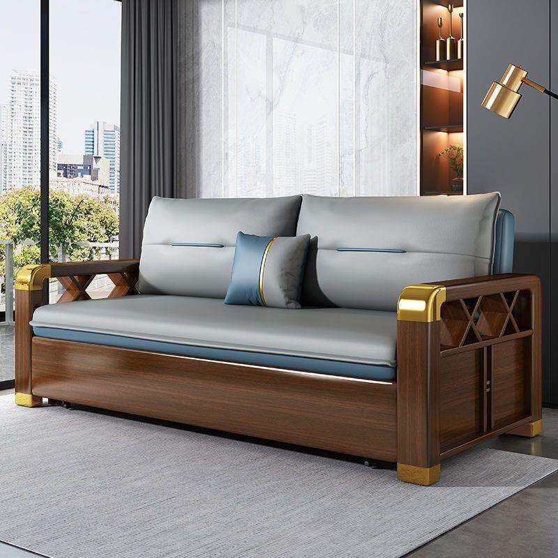实木沙发床两用多功能小户型客厅免洗科技布2026新款折叠推拉储物