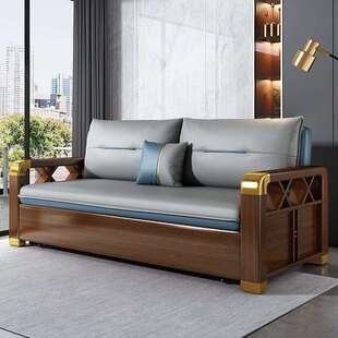 实木沙发床两用多功能小户型客厅免洗科技布2026新款折叠推拉储物