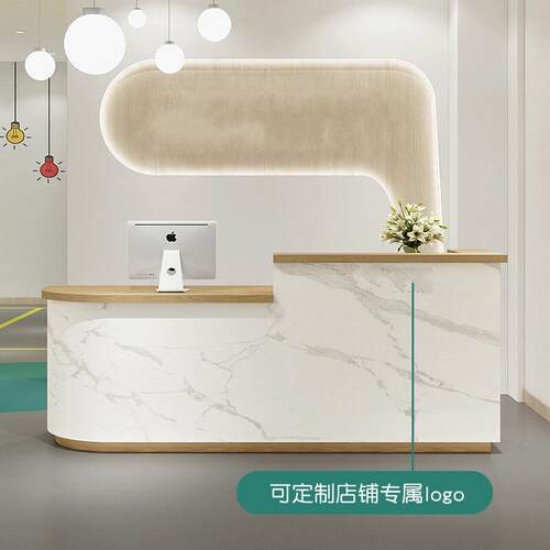弧型收银台吧台服装店奶茶店小型吧台接待台转角台鞋店美容院前台