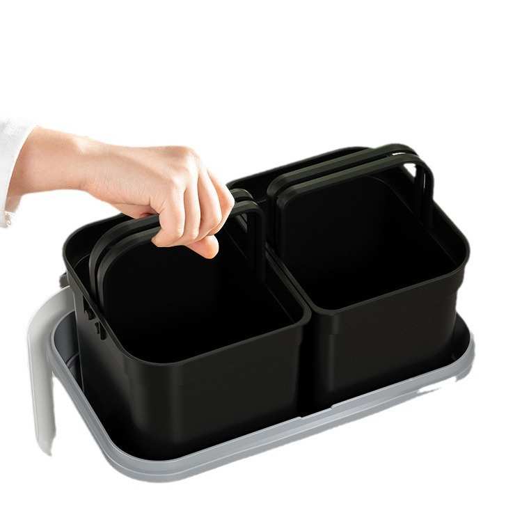 厨房垃圾桶置物架多层家用大容量加高带盖一体化干湿分离带内桶轮