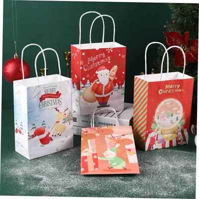 5Pcs Christmas Kraft Paper Gift Bags Christmas Decorations f