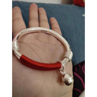 高档镯纯银999足银保命手银匠手工定银饰光面简约镯制子男女