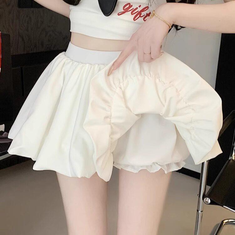 韩国正品egg jrg白色蓬蓬短裙百褶半身裙女夏季减龄a字花苞裙子
