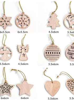 12PCS Christmas Wooden Pendants No Box Hallow Star/Angel
