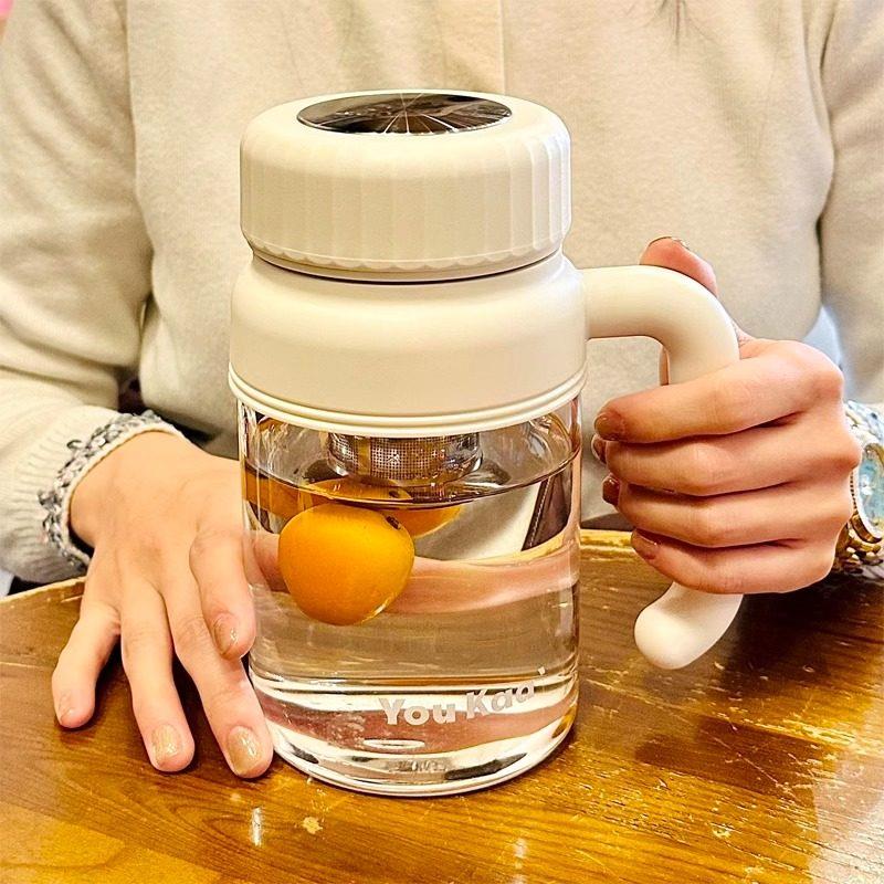 高硼硅玻璃杯带盖子带把手耐高温茶杯大容量水杯2025新款男女士水